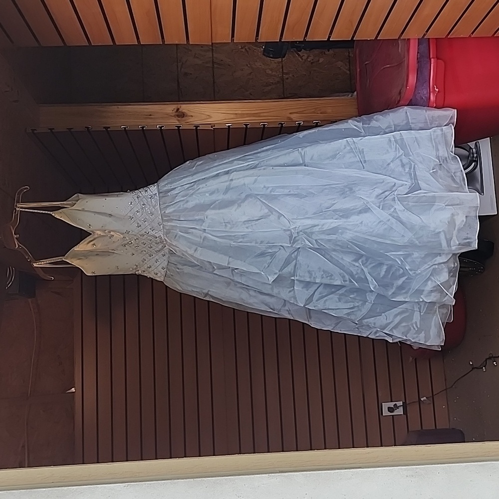Light blue Cinderella prom dress